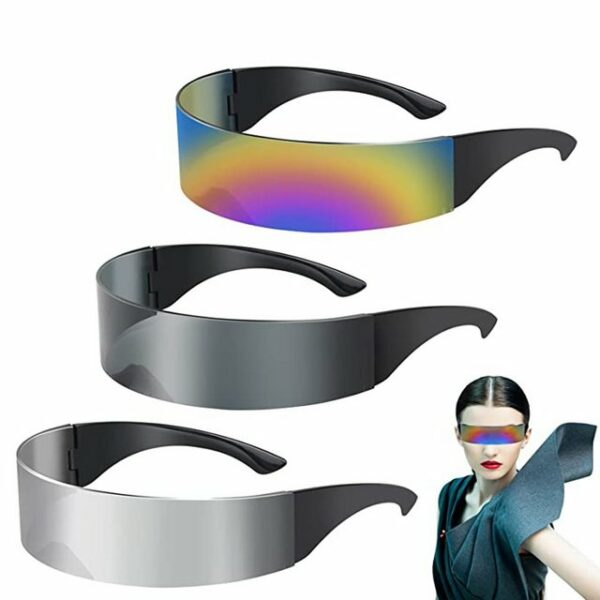 GelldG Sonnenbrille Futuristische schmale Zyklopen verspiegelte Linse Visier Sonnenbrille