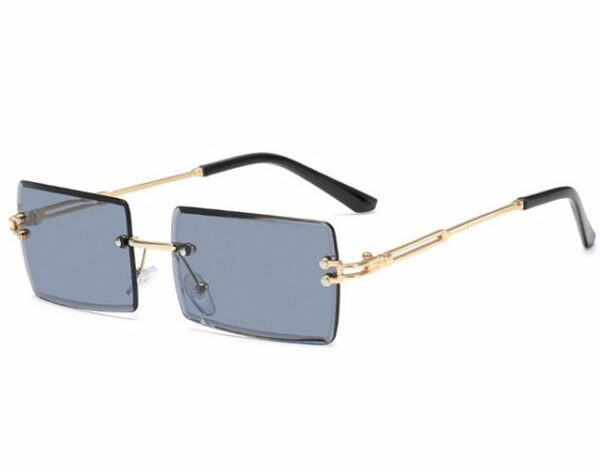 Haiaveng Sonnenbrille Rechteckige Randlose Sonnenbrille Unisex Ultra-Small Retro Brille Durchsichtige Linse für Damen Herren