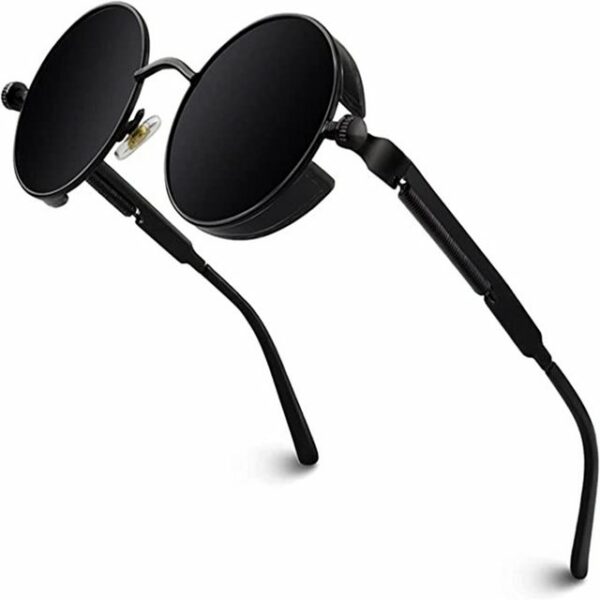 MJCM Sonnenbrille Retro Runde Steampunk Polarisierte Sonnenbrille UV400