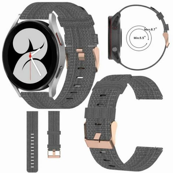 Wigento Smartwatch-Armband Für Samsung Galaxy Watch 4 40mm Uhr Gewebtes Nylon Silikon Armband Ersatz Sport Arm Band Dunkelgrau