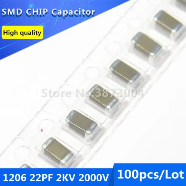 100pcs 1206 22PF 2KV 2000V 5% Thick Film Chip Multilayer Ceramic Capacitor