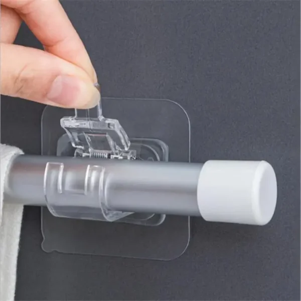 1~10PCS Self Adhesive Hooks Punch-free Curtain Rod Clip Hook Shower Curtain Rod Hanging Holder Household Fixed Clip Hanging Hook