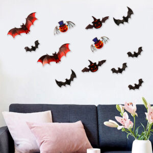 12 St¨¹ck 3D-Fledermaus-Aufkleber, Halloween-Dekorationen, wasserdichte Wandaufkleber f¨¹r Halloween, Zuhause, Party