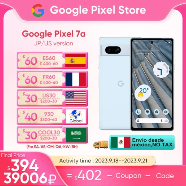 2023 New Google Pixel 7A 5G Smartphone 8GB RAM 128GB ROM 6.1"OLED Display 64 MP + 13 MP Camera Support NFC Android Mobile Phone