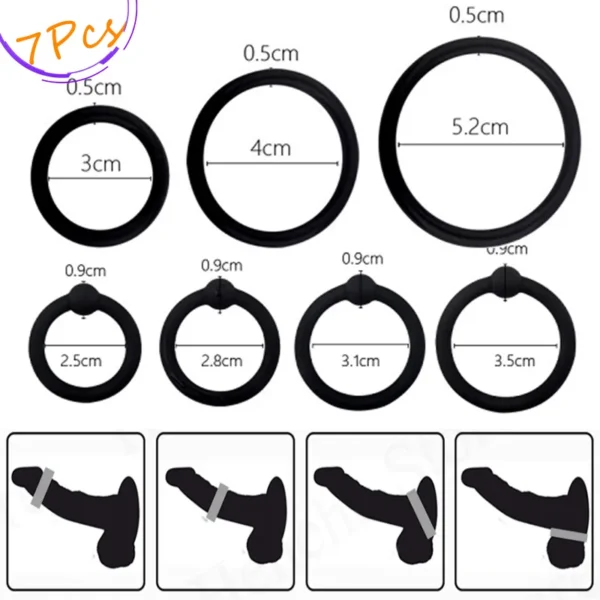 3/4 Penis Rings Cock Rings Penis Sleeve Penis Trainer Delay Ejaculation High Elasticity Time Lasting Sex Toys for Men
