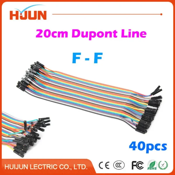 40pcs/lot Dupont Cable Jumper Wire Dupont Line Female to Female Length 20cm for Arduino