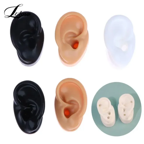 4Colors Silicone Ear Model Practice Piercing Tools Ears Stud Display Practice Model Body Jewelry Medical Teaching Display Props