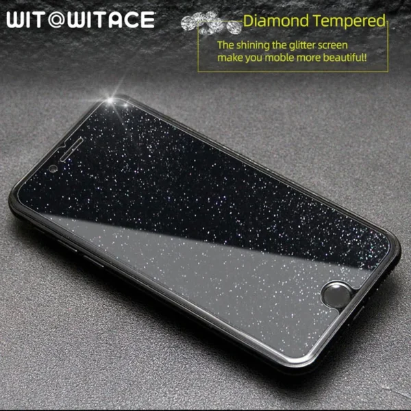 9H Diamond Glitter Tempered Glass For iPhone 14 13 12 11 Pro MAX X XR XSMAX XS 6 7 8 Plus 12/13MINI Bling Protective Film