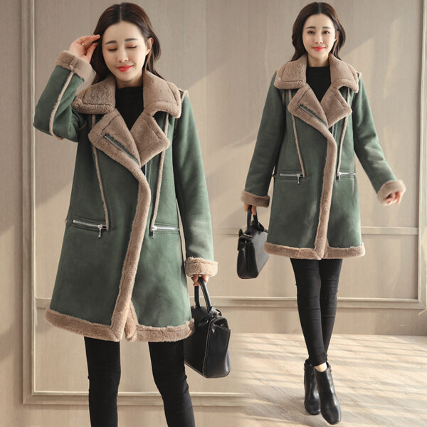 Baumwolljacke f¨¹r Damen, mittellang, koreanische Version, 2020, neue Winter-Harajuku-Jacke, Hirschhaut, Kaschmir-Lammwolle, verdickt