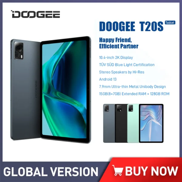DOOGEE T20S Tablet PC 10.4Inch 8GB RAM+128GB ROM 2K Display 4G Tablet 7500mAh Battery 13MP Main Camera Global Version Android 13