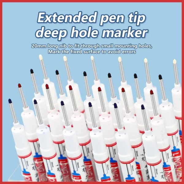 Haile 5/10Pcs/Set 20mm Deep Hole Long Nib Head Markers For Metal Perforating Pen Waterproof Bathroom Woodworking Decoration Pen