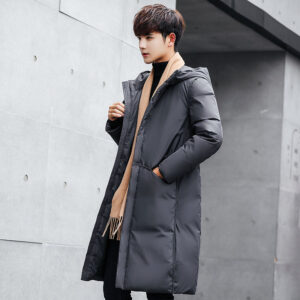 Neue Daunenjacke f¨¹r Herren, mittellang, verdickter Wintermantel, koreanischer Winter, langer Herren-Trend, gro?er Saum, 7805