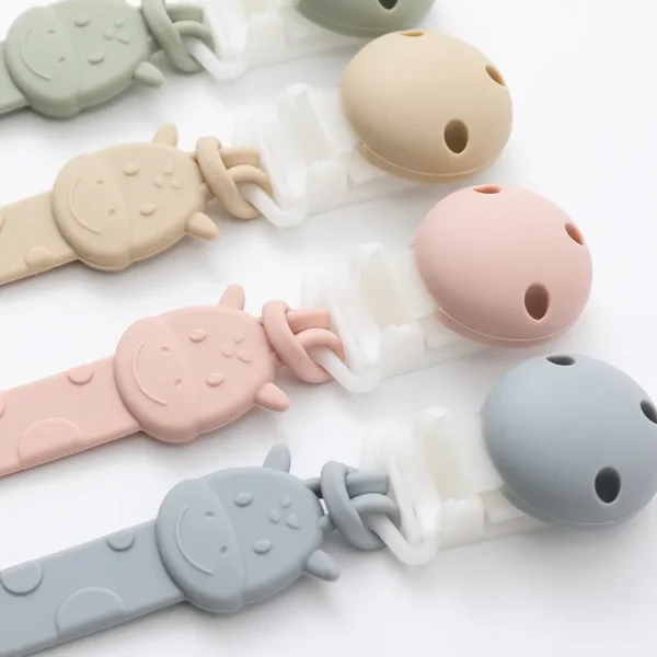 One-Piece Silicone Pacifier Clip Holder, Soft Flexible Pacifier Clips Binky Clips for Baby Boys and Girls, Baby Accessories