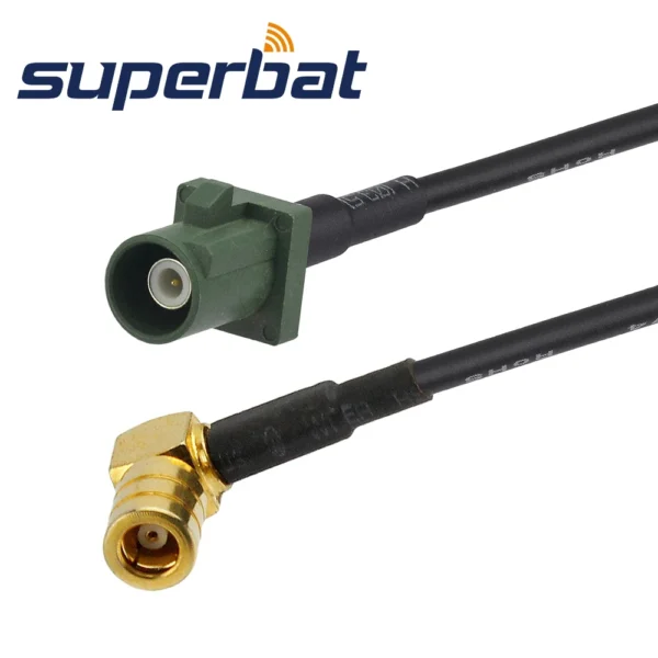 Superbat Fakra "E" Straight Male to SMB Right Angle Plug Pigtail Cable RG174 50cm RF Coaxial Cable