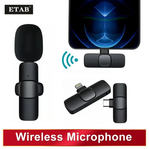 Wireless Lavalier-mikrofon Tragbare Audio Video Aufnahme Mini Mikrofon F¨¹r iPhone Android Lange batterie lebensdauer Live Broadcast Gaming