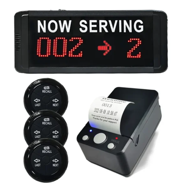 Wireless Restaurant Patient Clinic Pager Queue Management System Button Calling With Ticket Printer