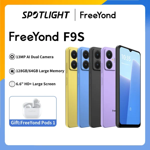 【World Premiere】FreeYond F9S Smartphone 2GB+2GB Extended Ram 64GB ROM 5000mAh 13MP Dual AI Rear Camera Android 13 Octa Core