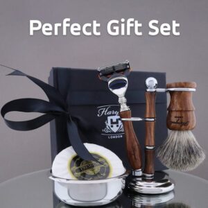 Haryali London Rasierpinsel Haryali London Men Shaving Set Razor Shaving Brush Stand Soap and Bowl, 5 tlg.