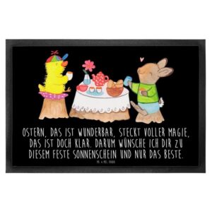 Fußmatte 40 x 60 cm Ostern Frühstück - Schwarz - Geschenk, Ostereier, Türvorle, Mr. & Mrs. Panda, Höhe: 0.3 mm, Dekorativ & Praktisch