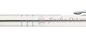 Livepac Office Kugelschreiber Kugelschreiber mit Gravur "Frohe Ostern" / aus Metall / Farbe: weiß