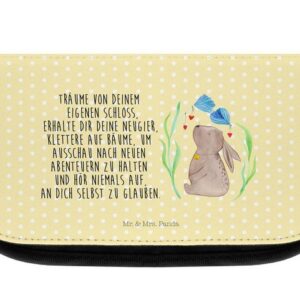 Mr. & Mrs. Panda Kosmetiktasche Hase Blume - Gelb Pastell - Geschenk, Geschenke zu Ostern, Taufe, Trä (1-tlg), Liebevolle Motive