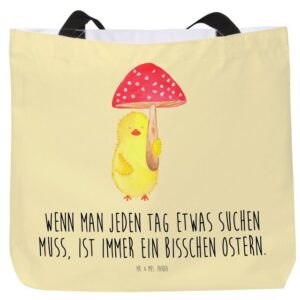 Mr. & Mrs. Panda Shopper Küken Fliegenpilz - Gelb Pastell - Geschenk, Frohe Ostern, Alltagstas (1-tlg), Modisches Design