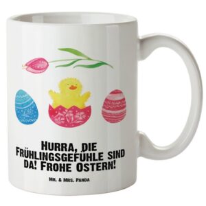 Mr. & Mrs. Panda Tasse Küken Schlüpfen - Weiß - Geschenk, spülmaschinenfest, Ostern Kinder, XL Tasse Keramik, Großes Füllvolumen