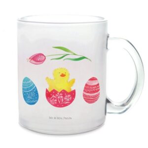 Mr. & Mrs. Panda Teeglas Küken Schlüpfen - Transparent - Geschenk, Tasse, Ostergrüße, Ostern K, Premium Glas, Liebevolles Design