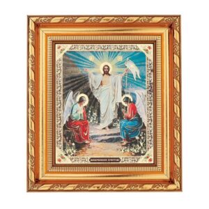 NKlaus Bild Auferstehung Jesus Christus Ostern Ikone, Rahmen Glas 14x16cm christli, Religion