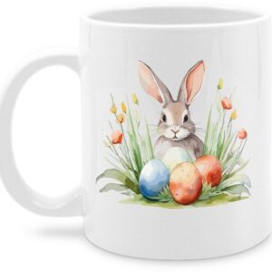 Shirtracer Tasse Hase mit Ostereiern, Keramik, Geschenke für Ostern