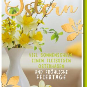 Verlag Dominique Grußkarten Ostern - Karte mit Umschlag - Blumenstrauß in Gelb
