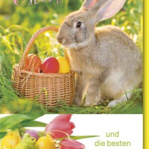 Verlag Dominique Grußkarten Ostern - Karte mit Umschlag - Hase mit Osterkörbchen