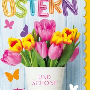 Verlag Dominique Grußkarten Ostern - Karte mit Umschlag - Rosa und gelbe Tulpen