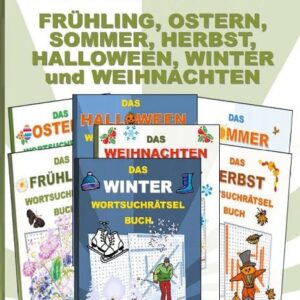 Wortsuchrätsel 7 in 1 Sammelband Frühling, Ostern, Sommer, Herbst, Halloween, Winter und Weihnachten