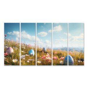 islandburner Leinwandbild Bunte Ostereier im Gras fröhliche Ostern von KI generiert Bilder