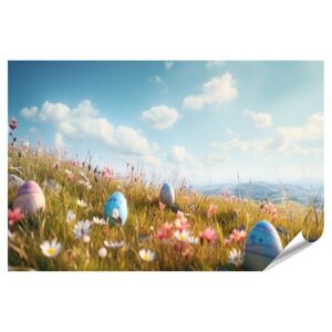 islandburner Poster Bunte Ostereier im Gras fröhliche Ostern von KI generiert Bilder