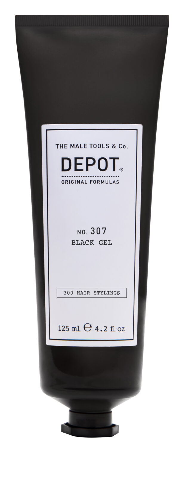 Das DEPOT 307 Black Gel eignet sich besonders f&uuml;r das Styling von grauen Haaren. Die spezielle Textur besteht aus Schwarz-Pigmenten und kaschiert so graues Haar auf nat&uuml;rliche Weise. Zus&auml;tzlich verleiht es dem Haar Volumen und gibt mittleren Halt.