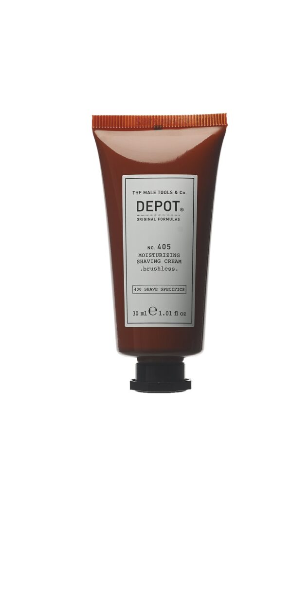 Die DEPOT 405 Moisturizing Shaving Cream brushless sorgt f&uuml;r eine perfekte Rasur. Sie macht die Haut geschmeidig und spendet Feuchtigkeit und Frische. Die k&uuml;hlende und spezielle Formel sch&uuml;tzt die Haut