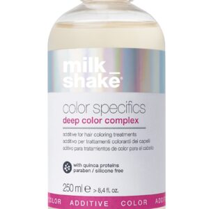 SchütztKonsistenz: FlüssigDer Milk_Shake Deep Color Complex ist ein Additiv f&uuml;r den Haarf&auml;rbevorgang und frei von Parabenen und Silikonen. Der Complex ist speziell f&uuml;r eine Verbesserung von Intensit&auml;t