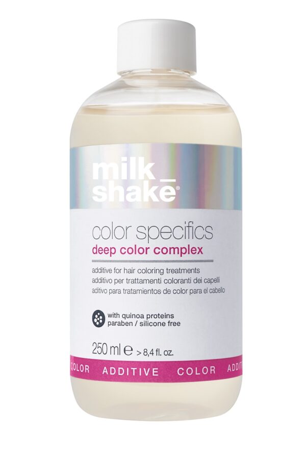 SchütztKonsistenz: FlüssigDer Milk_Shake Deep Color Complex ist ein Additiv f&uuml;r den Haarf&auml;rbevorgang und frei von Parabenen und Silikonen. Der Complex ist speziell f&uuml;r eine Verbesserung von Intensit&auml;t