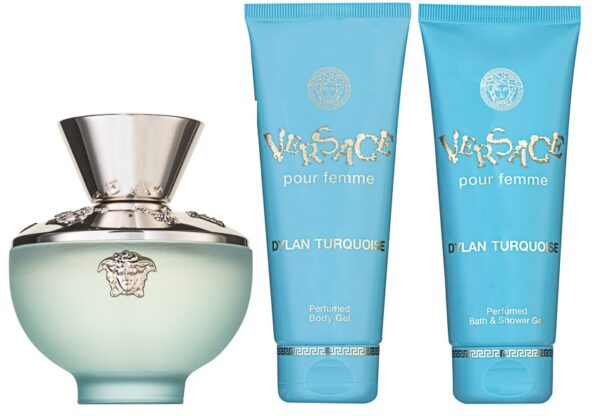 Versace Dylan Turquoise EDT Geschenkset EDT 100 ml + 100 ml Körpergel  + 100 ml Duschgel + Tasche