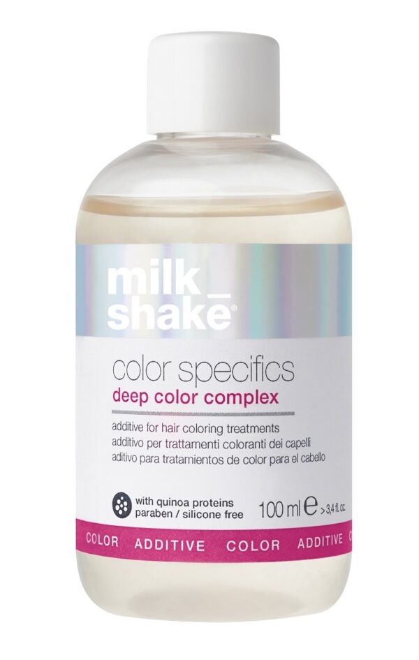 SchütztKonsistenz: FlüssigDer Milk_Shake Deep Color Complex ist ein Additiv f&uuml;r den Haarf&auml;rbevorgang und frei von Parabenen und Silikonen. Der Complex ist speziell f&uuml;r eine Verbesserung von Intensit&auml;t